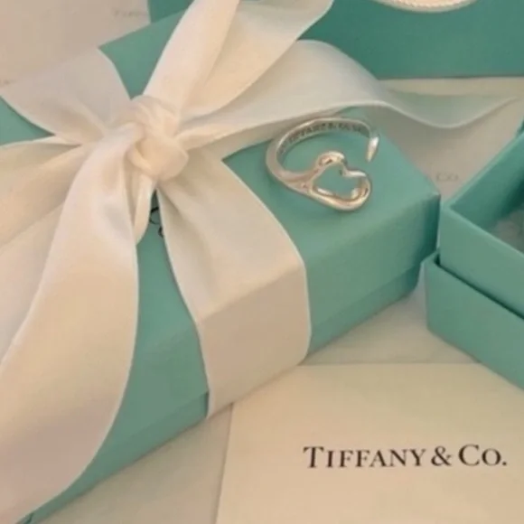 Tiffany & Co. Elsa Peretti Open Heart Ring Sterling Silver Sz. 6.5 W/ Pouch 🎁 - Picture 7 of 7